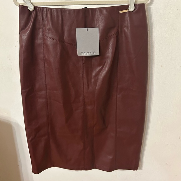 Marc New York Faux Leather Full Control Waistband Skirt Women’s L Burgundy nwt - Picture 1 of 9
